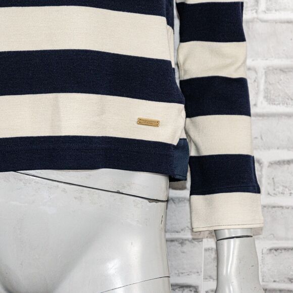 BLUE LABEL CRESTBRIDGE Japan Women's Navy Striped Sweater Size 38 - Picture 8 of 10